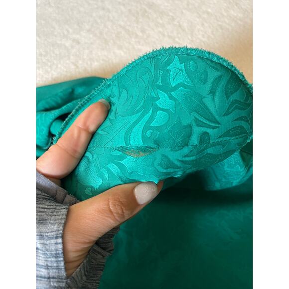 VTG Victoria Secret Gold Label Robe Women's Emerald Green L Floral Satin Fairy - Picture 8 of 16